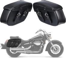 INNOGLOW 2pcs Motorcycle Saddlebag, Waterproof, Synthetic Leather, 2-Strap, Black, Retail $120.00