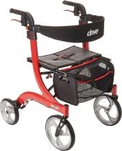 Drive Medical RTL10266 Nitro Euro-Style 4-Wheel Rollator Walker With Seat, Red, Retail $220.00