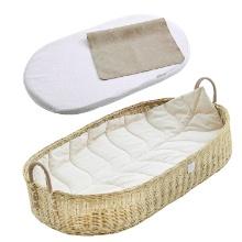 BEBE BASK Premium Baby Changing Basket, Handmade Natural Rattan Moses Basket, Retail $150.00