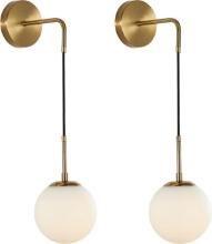 KCO Lighting Frosted White Glass Wall Sconce Set of Two Brass Gold-Tone (White), Retail $110.00