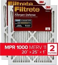 Filtrete 20x25x1 Air Filter, MPR 1000, MERV 11, 2 Filters, Retail $22.00