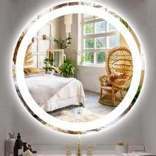 DIDIDADA 28 Inch Round LED Bathroom Mirror with LED Lights, Retail $165.00