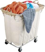 PLKOW Laundry Cart w/Wheels 320L, 9 Bushel, 32.3L x 19.7W x 30.7H", Beige, Retail $100.00