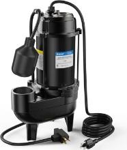 Acquaer 3/4HP Submersible Sewage/Effluent Pump, Cast Iron, 115V 6400 GPH, Retail $170.00