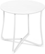 AMAGABELI Metal Patio Side Table, Small, Steel, Round, 18 x 18", White Retail $45.00