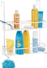 mDesign Extra Wide Stainless Steel Bath/Shower Over Door Caddy, White Retail $35.00