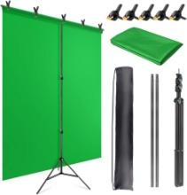 JEBUTU 5X6.5ft Green Screen Backdrop with Stand Kit, Retail $40.00