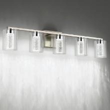 SineRise 5-Light Brushed Nickel Vanity Light, 3 Color Modes, Clear Glass Shade, Retail $130.00