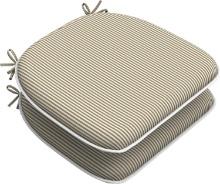 LVTXIII Outdoor Seat Cushion Chair Pad w/Ties, D16”xW17”, Stripe Beige, Set of 2, Retail $30.00