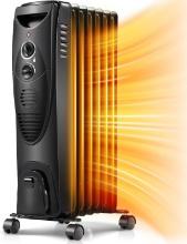 Kismile Electric Radiator Heater, Oil Filled w/3 Heat Settings, 1500W (Black), Retail $90.00