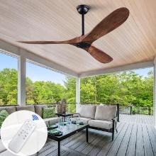 DELIHUA 60 Inch Outdoor Ceiling Fan, No Light, Black+Walnut, Retail $140.00