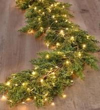 Artificial Christmas Pine Garland w/LED Lights, 6 Ft, Retail $30.00