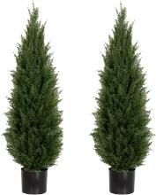 Weitaisi 3.5ft Artificial Cedar Topiary Tree Potted Plant- 2 Pc Set  Retail $140.00