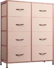 WLIVE Tall Fabric Dresser with 8 Drawers, Pink and Rose Gold-Tone, Retail $75.00