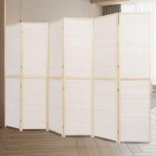 JVVMNJLK 6 Panel Room Divider, 6 FT Tall, Bamboo Mesh Woven Design, Beige, Retail $130.00