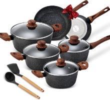 Prikoi Induction Non Stick Granite Cookware Set, 12 Pieces, Retail $130.00