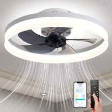 PIPRE 20" Modern Ceiling Fan with Lights and Remote -White, Retail $100.00