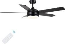 YUHAO 52 inch Black Ceiling Fan with Lights and Remote Control, Retail $160.00