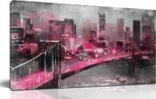 WDHCG Abstract Wall-Art Canvas - Pink Wall Decor - 60" x 30", Retail $140.00
