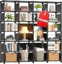 REIBII 20 Bookshelves Bookcase, Black, Retail $60.00