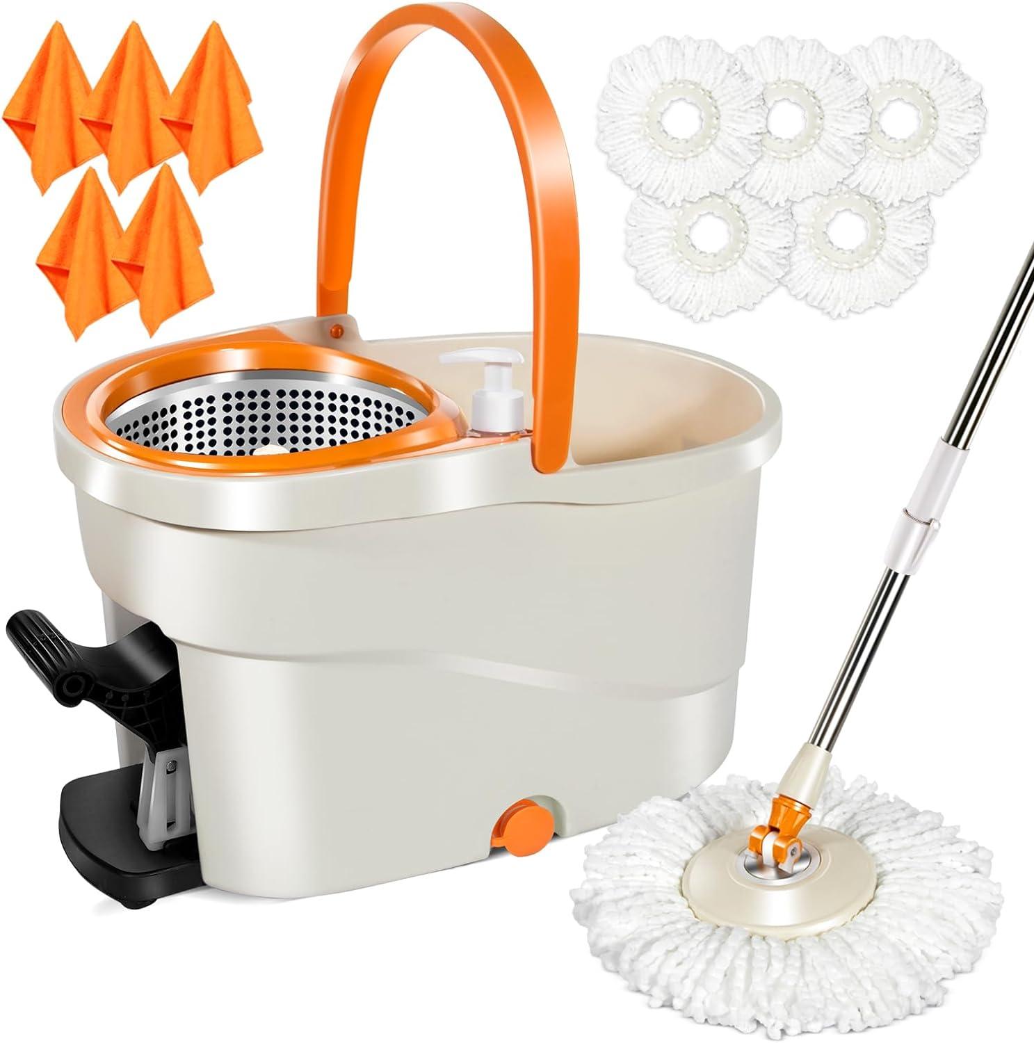 MASTERTOP Spin Mop and Bucket with Wringer Set, Retail $65.00