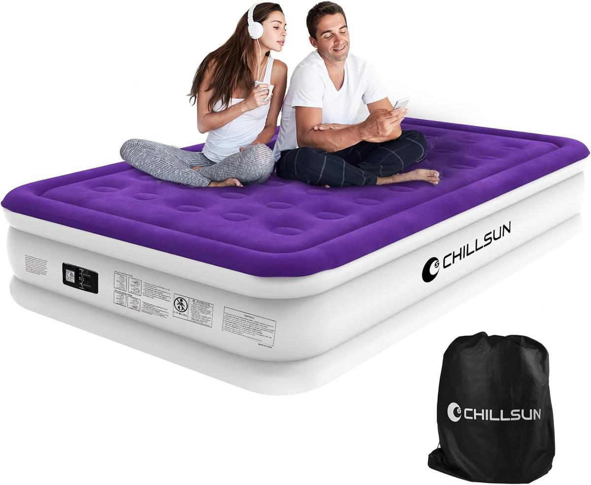 CHILLSUN 16" Q Air Mattress w/ Built-in Pump, Carry Bag,[Purple].  Retail $60.00