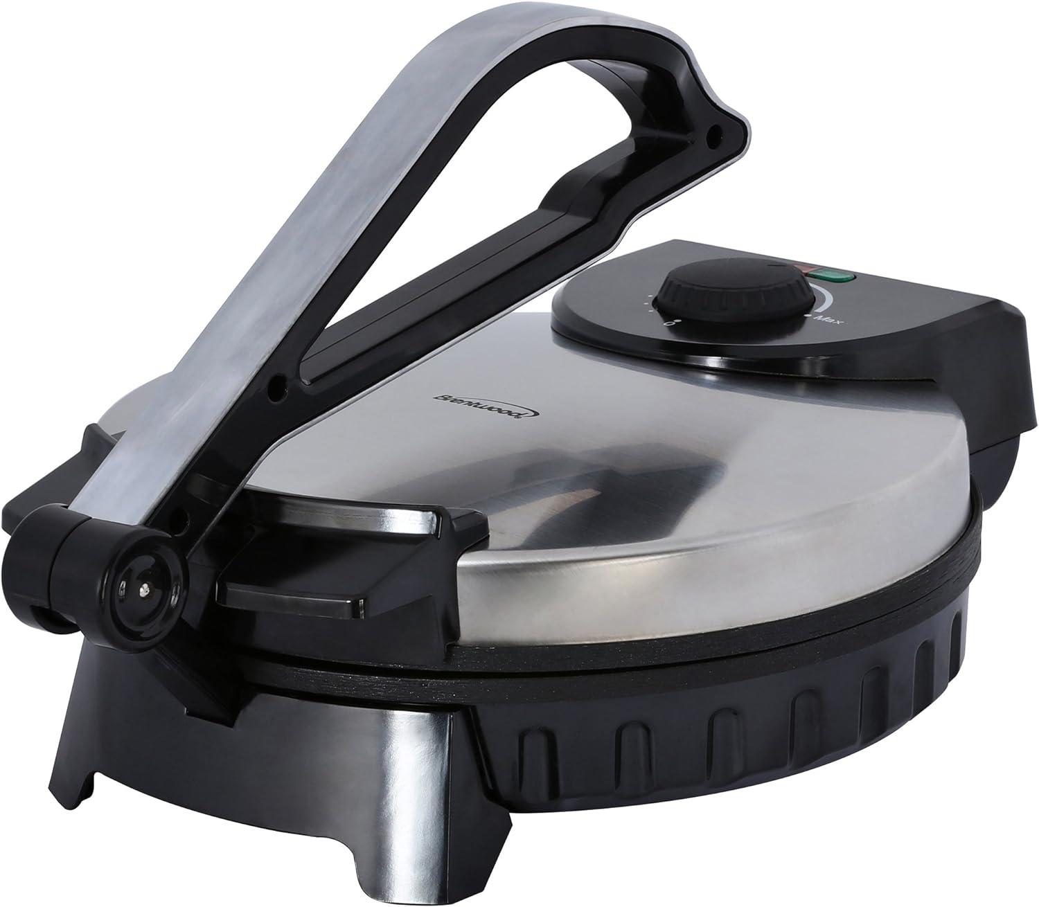 Brentwood Electric Tortilla Maker, Non-Stick, 10", Brushed Stainless Steel/Black, Retail $50.00