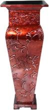 Metal Decorative Tall Red Embossed Vase, Striking 21" Centerpiece, Retail $30.00