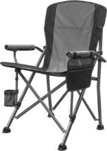 Camping Chair: 500 lbs Support, w/Carry Bag, Cup Holder, and Organizer, (Grey/Black), Retail $75.00