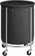 Laundry Basket with Wheels, Rolling Laundry Hamper, 45 Gal, Black and Silver-Tone, Retail $80.00