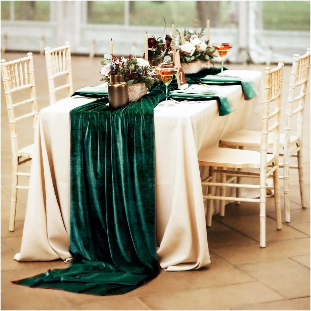 Velvet Table Runner, Emerald Green, 29x120 Inches, Retail $25.00