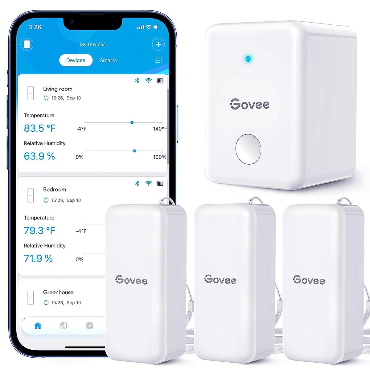 Govee WiFi Hygrometer Thermometer Sensor 3 Pack, Retail $85.00