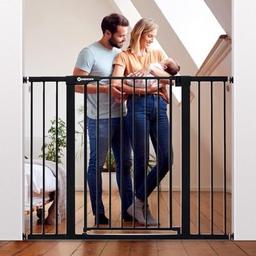 Papacare 36" Extra Tall Baby Gate for Stairs Doorways, Fits Openings of 29.5", Black, Retail $140.00
