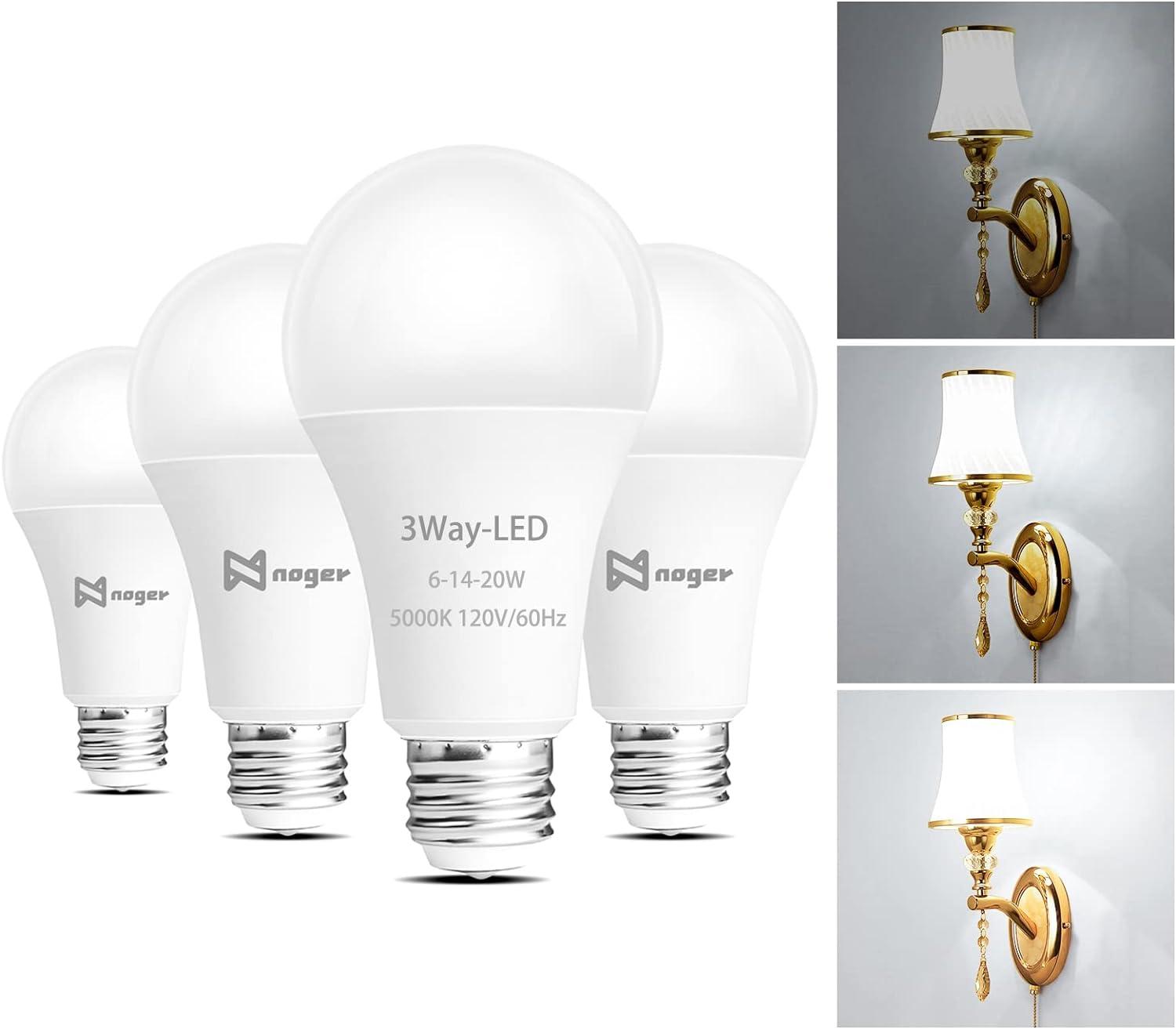 3-Way Led Light Bulb A21, (4 Pack), 50 100 150W Equivalent, Retail $20.00