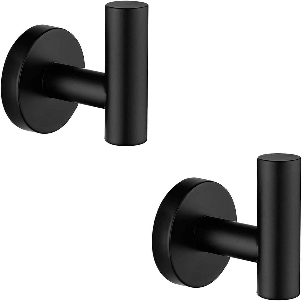 Nolimas Towel Coat Hook, Matte Black, SUS304 Stainless Steel, 2 Packs, Retail $15.00