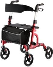 SIMGOAL Rollator Walker with Seat, 8'' Wheels, Red, Retail $100.00