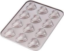 CHEFMADE Madeleine Mold Cake Pan, 12-Cavity,  Heart-Shaped, (Champagne Gold-Tone), Retail $30.00