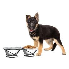 Gray Elevated Stainless Steel Feeding Station for Pets, 5 Cup, Lge, Retail $35.00