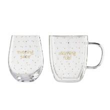 Cambridge Morning Fuel 2-Piece Mug & Wine Glass Set, Multi, 2 Pc, Retail $19.99
