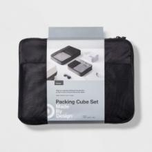 3pc Packing Cube Set - Made by Design, Black/Flat Gray/Light Gray, Retail $30.00