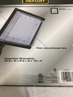 Defiant 1-Light Integrated LED Outdoor Bronze Dusk to Dawn Area/Security Flood Light, $115 ERV