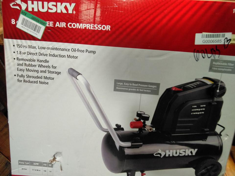 Husky 8 Gal. Portable Oil Free Electric Air Compressor. $136.85 ERV