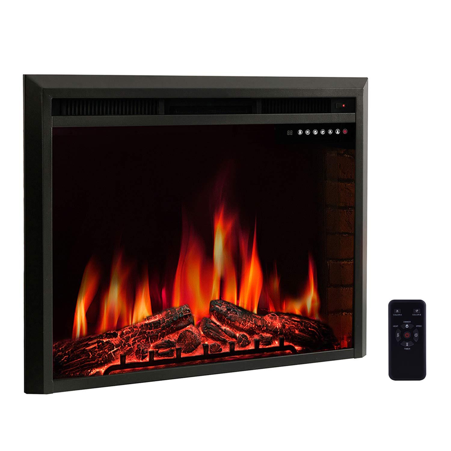 R.W.FLAME 33" Electric Fireplace Insert,Freestanding & Recessed Electric Stove Heater. $402 MSRP