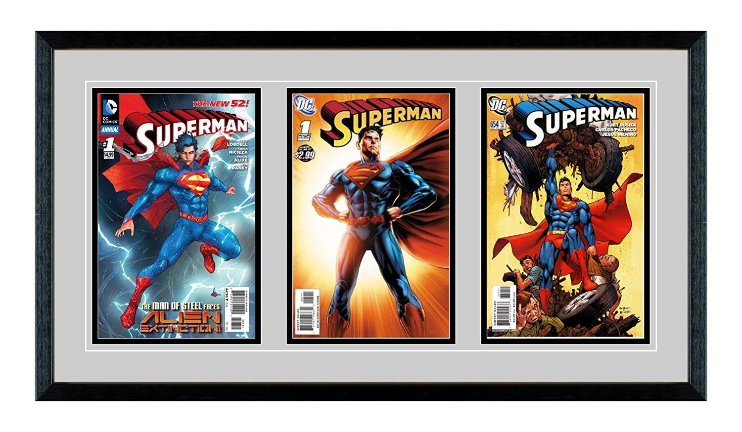 Triple Comic Book Glass Frame - Real Wood/Matting and UV Protected Glass. $79 MSRP