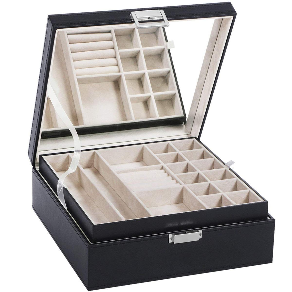 Jewelry Box Organizer 40 Section Display Tray Storage Case Drawer 2 Layers . $40 MSRP