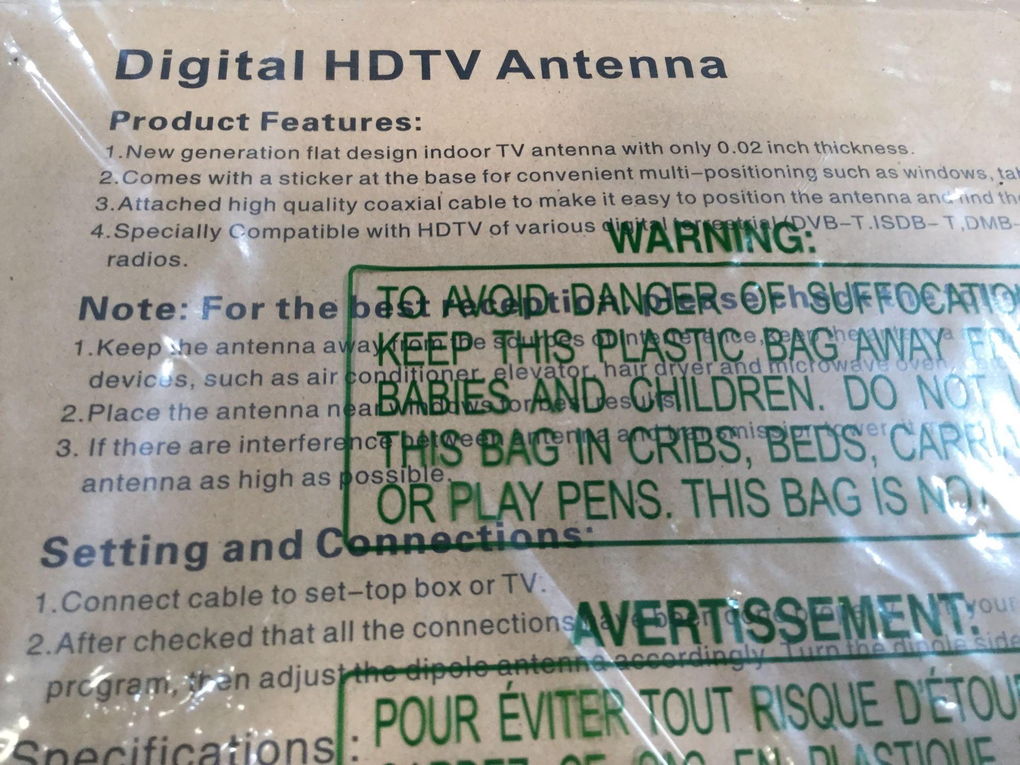 Digital HDTV Antenna, $ 25 MSRP