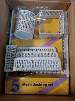 White Metal Flower Mesh Design Organizer,$15 MSRP