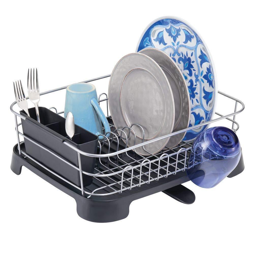mDesign Sink Dish Drying Rack - Removable Plastic Cutlery Tray,$39 MSRP