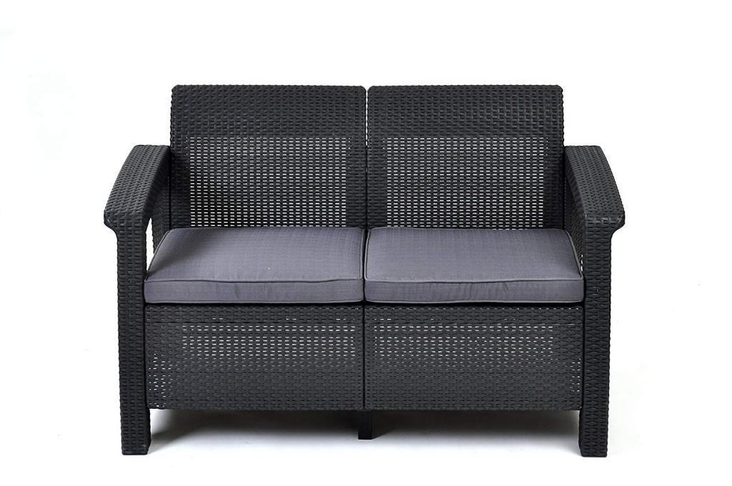 Keter Corfu Love Seat All Weather Outdoor Patio Garden Furniture w/ Cushions,$127 MSRP