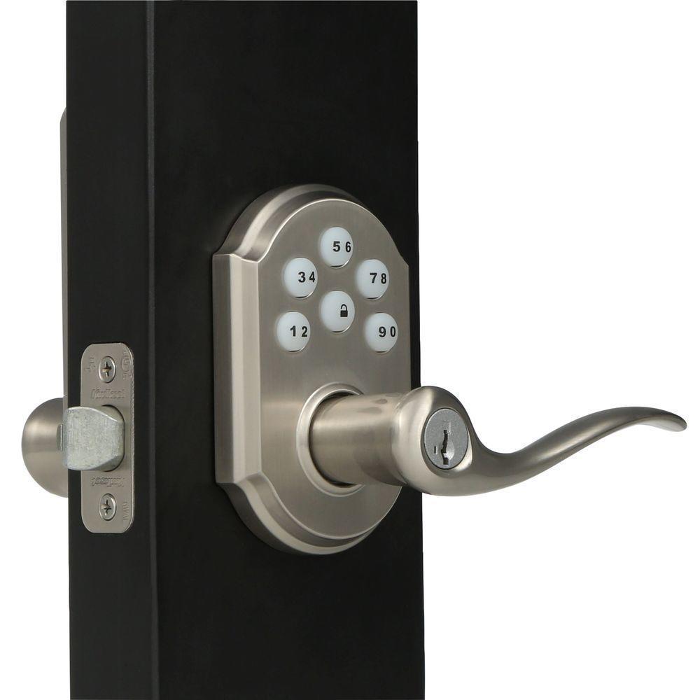 Kwikset SmartCode Satin Nickel Electronic Tustin Door Lever, $119 MSRP